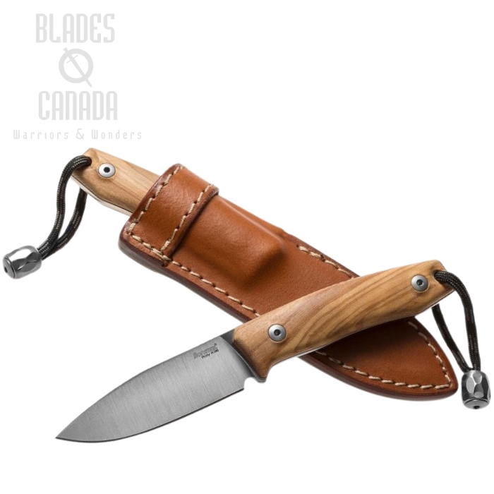 Lion Steel M1 Fixed Blade Knife, M390, Olive Wood, Leather Sheath, M1 UL